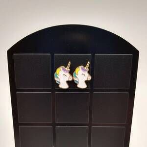 Unicorn Stud Earrings Gold Stainless Steel Enamel Cute